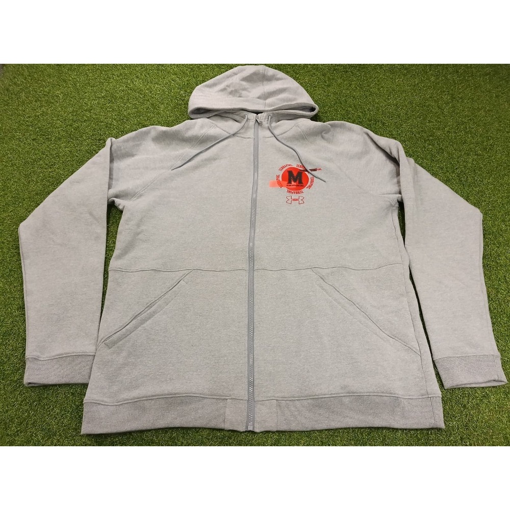 Under‎ Armour Maryland Terrapins Hoodie Jacket Men's 2XL Gray Full Zip Loose Fit